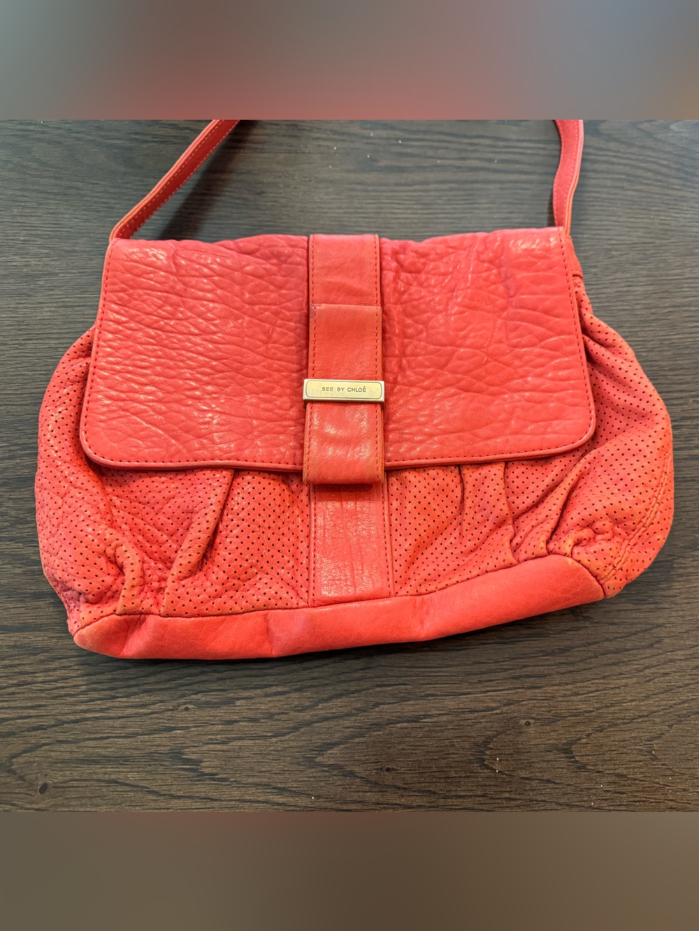 See by Chloe Red Coral Women's Crossbody Bag with Front Flap Vintage - Picture 2 of 13